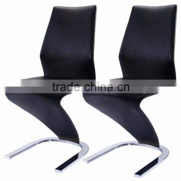 Modern black leather Z shape dining chair