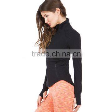 (OEM/ODM Factory)Fitness apparel high quality cheap women yoga jacket running jacket black yoga jacket