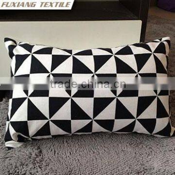 100% Cotton Printed Black and White Brief Style Geometric Cushion photo-2