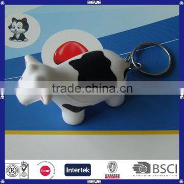 cheap soft pu foam stress cow keychain for promotion