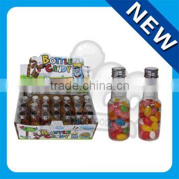 fruit jelly beans in wine bottle