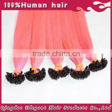 New Style Sliky Straight Natural Color Human Hair Pink Hair Extensions