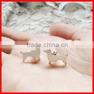 925 sterling silver cheap cute girls plain silver cute dog dachshund earring