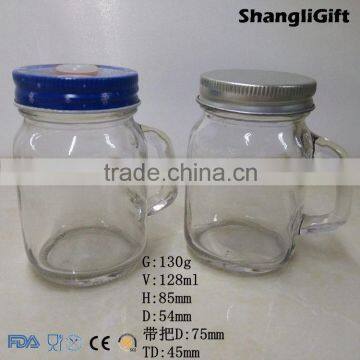 120ml 4oz glass jar with handle for honey storage with cap