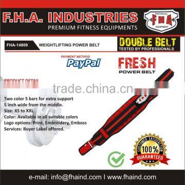 Weightlifting Double Belt Neoprene Nylon Gym Belts Ladies Workout Belt Fitness Accessories by FHA INDUSTRIES PAKISTAN