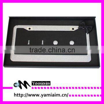 Cute Bow Tie Rhinestone Diamond License Plate Frame Car Accessories