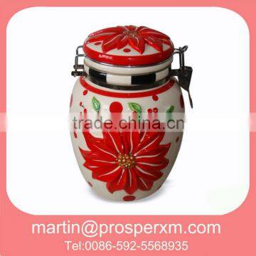 Red ceramic canister set