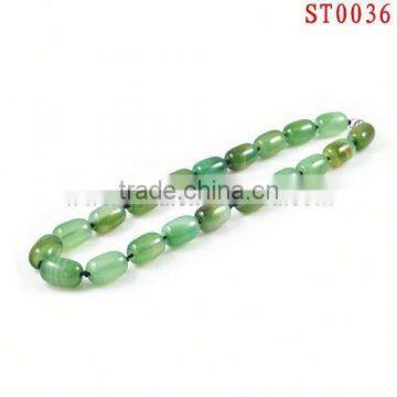 ST0036 2013 Environmental very fascinating green onyx barrel bead fashion design necklace