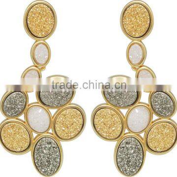 Earring with natural stone, GOLD PLATED