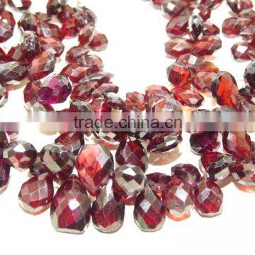 Natural Garnet Faceted Drops Shape Beads Necklaces