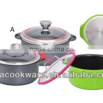 2015 New Products High Quality 4.0mm Hard Anodized Aluminium casserole With Colorful High Temperature Paint For Wholesale