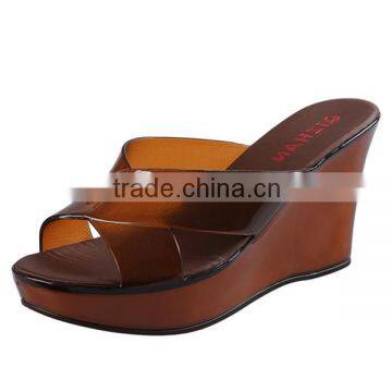 Wholesale Jelly Shoes Candy Color Glass Slipper Wedge Heel Slippers photo-3