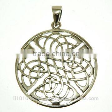 Large Round Celtic Knot Silver Pendant, Pn74 photo-2