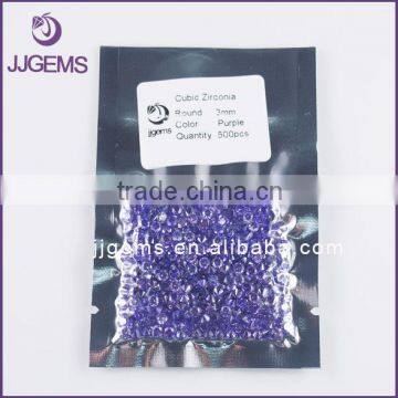 Wholesale Loose 3mm Round Purple Cubic Zirconia Stones