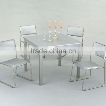 Silver Metal Restaurant Furniture Dining Set