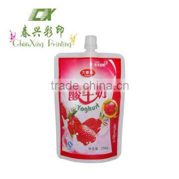 Stand up pouch with spout for yoghurt