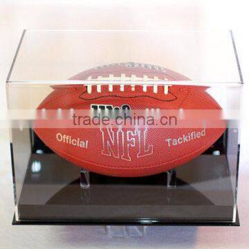 Football display case Wall Mount full size 85% UV filtering acrylic memorabilia collectible showcase with black acrylic base