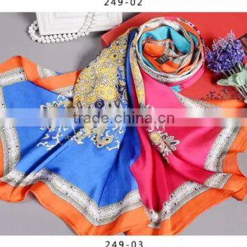 Wholesale Promotion Dubai Hijab 120*120cm Digital Print Imitated Silk Satin Square Scarf,polyester Satin Hijab Scarf Head Wear Supplier's Choice photo-3