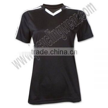 hot selling high quality 100% polyester black soccer jersey for women