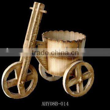 Trend style bike shape wood garden flowerpot