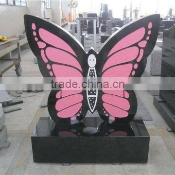 European style black granite tombstone butterfly tombstone