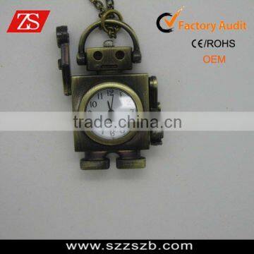 Vintage Robot Cool Quartz Pocket Watch Chain