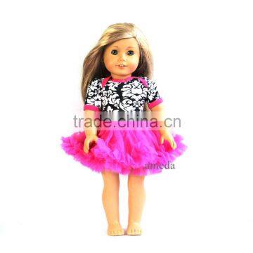 18" American Girl Doll Black Damask Hot Pink Tutu Party Dress Tutu Clothes Outfit