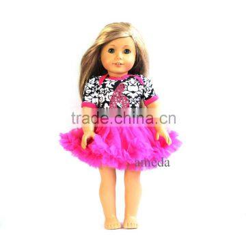 18" American Girl Doll Black Damask Bling Number 6 Hot Pink Tutu Party Dress Clothes Outfit