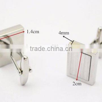 Two Tone Blank Rectangle Silver Cufflinks For Mens photo-2