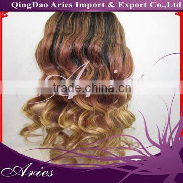 Newest Fashion Malaysian Hair Ombre 3Tone Color Front Lace Wigs