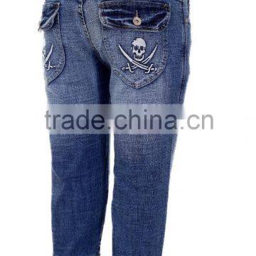 Ladies Denim Stretch Cropped Trouser Women Pants Jeans