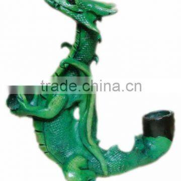 Figurine Shaped Hand Crafted Smoking Pipes - Standing Green Dragon