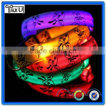 Wholesale Nylon Glowing Various color flahsing light led pet dog collar, electronic waterproof flash light led dog collar