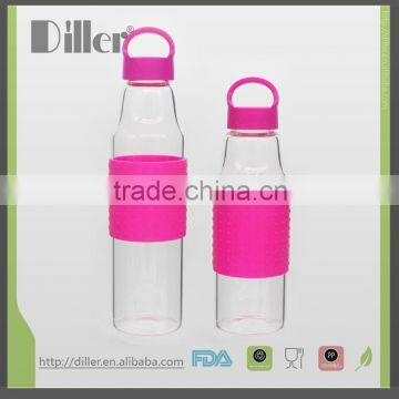 High-quality pyrex glass water bottle with silicone sleeve