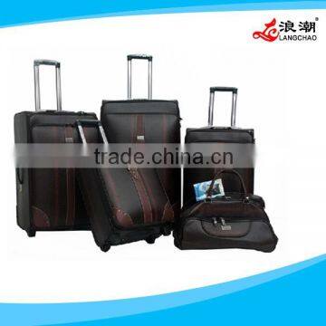 China Factory Brown Color Two Wheel Carry on Luggage Bag with Duffel Bag