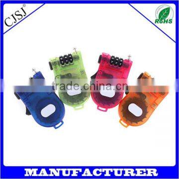2016 Hot Sale Plastic Retractable Cable Combination Lock Ski Cable Lock Bike Steel Lock photo-2
