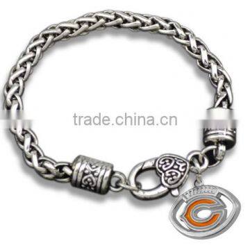 Hot Alloy NFL Charms Bracelet Antique Sliver Chicago Bears Football Charm Bracelet