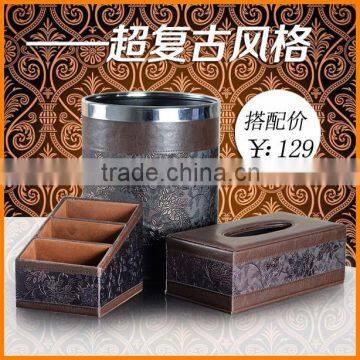 European Retro Home Desktop Storage Box Set Tissue Box + Remote Control Box + Trash Creative Free Shipping