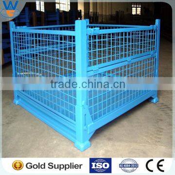 4 Layers Folding Galvanized Collapsible Folding 1000L Steel Storage Cages Container For Supermarket