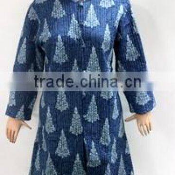 indigo Block Print Cotton Tunic Top