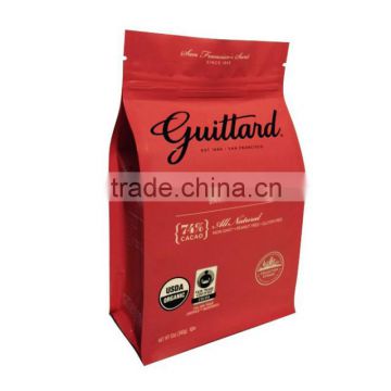 laminated material flat bottom quad seal box pouch plastic chocolate beans packaging bag