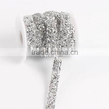 Customize design strass chain,silver rhinestone belt with hotfix glue