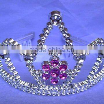 6.5cm high metallic silver party princess plastic tiaras and crowns