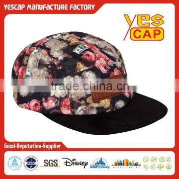 FLAT BRIM FOLORAL PRINTED 5PANEL CAP