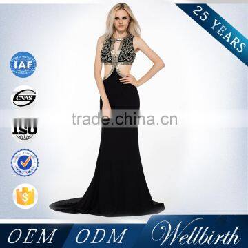 Beading Hollow Out Mermaid Halter Black Sexy Long Evening Dresses Porn                        
                                                Quality Choice