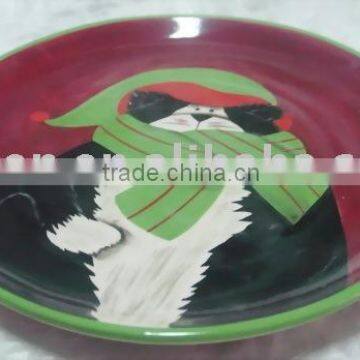 ceramic platter with Xmas design by handpainted