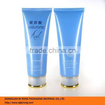 glossy blue cosmetic tubes with screen printing surface handing for cream