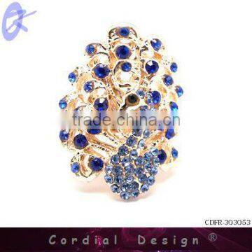 2013 Fashion Jewelry Rhinestone Alloy Peacock Rings