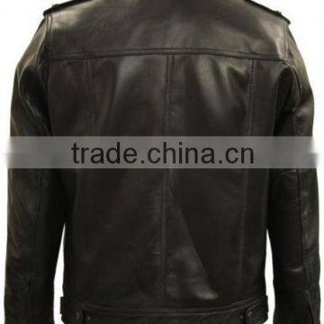 Classic Diamond Motorcycle Biker Brown Distressed Vintage Real Leather Jacket photo-2