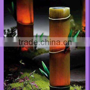 resin craft solar garden light in shape of bamboo